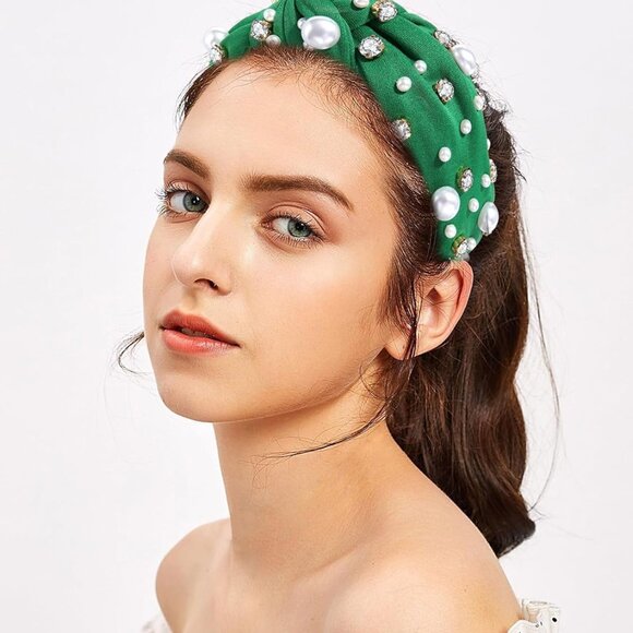 Luxe Faux Pearl Rhinestone Knot Statement Headband